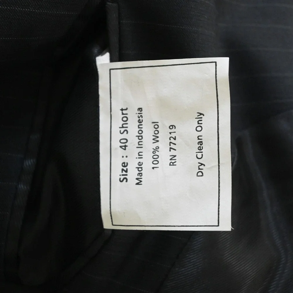 Pronto Uomo Platinum 40S 33x29 Black Striped 100% Wool Mens Jacket Pants‎ Suit
